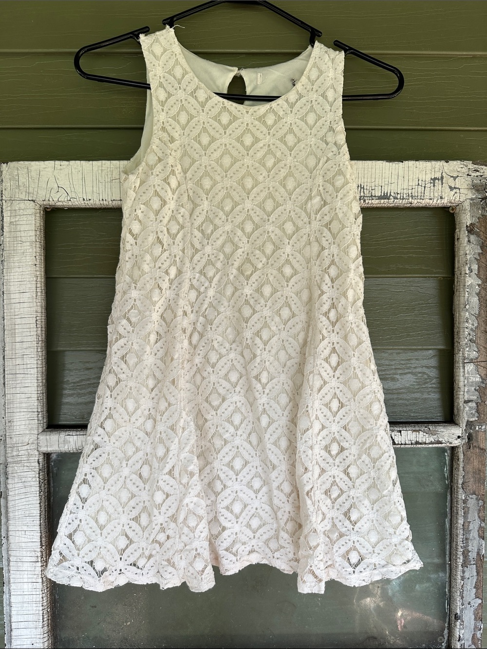 Source Unknown Cream Lace Sleeveless A-Line Dress